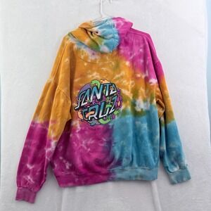Santa Cruz Hoodie Mens XL Multicolor Tie Dye Stake Sweatshirt Fleece Pullover